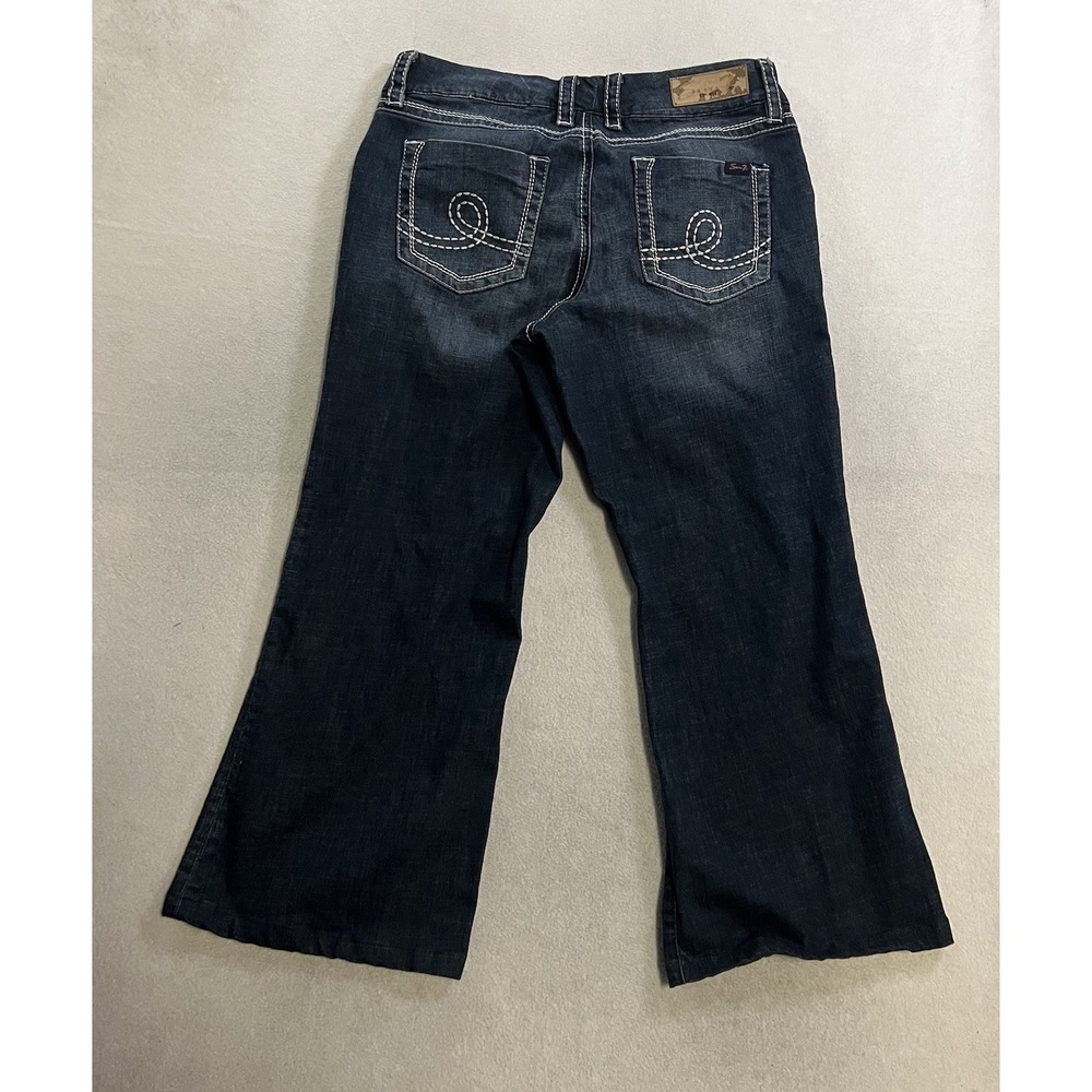 Seven 7 Luxe Crop Jeans Women's Size 14 Capri Blue Denim (Fits 34x26) Dark Wash